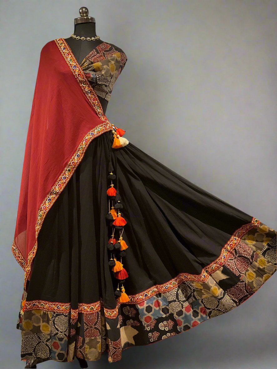 Black aplique work Navrang Chaniya choli