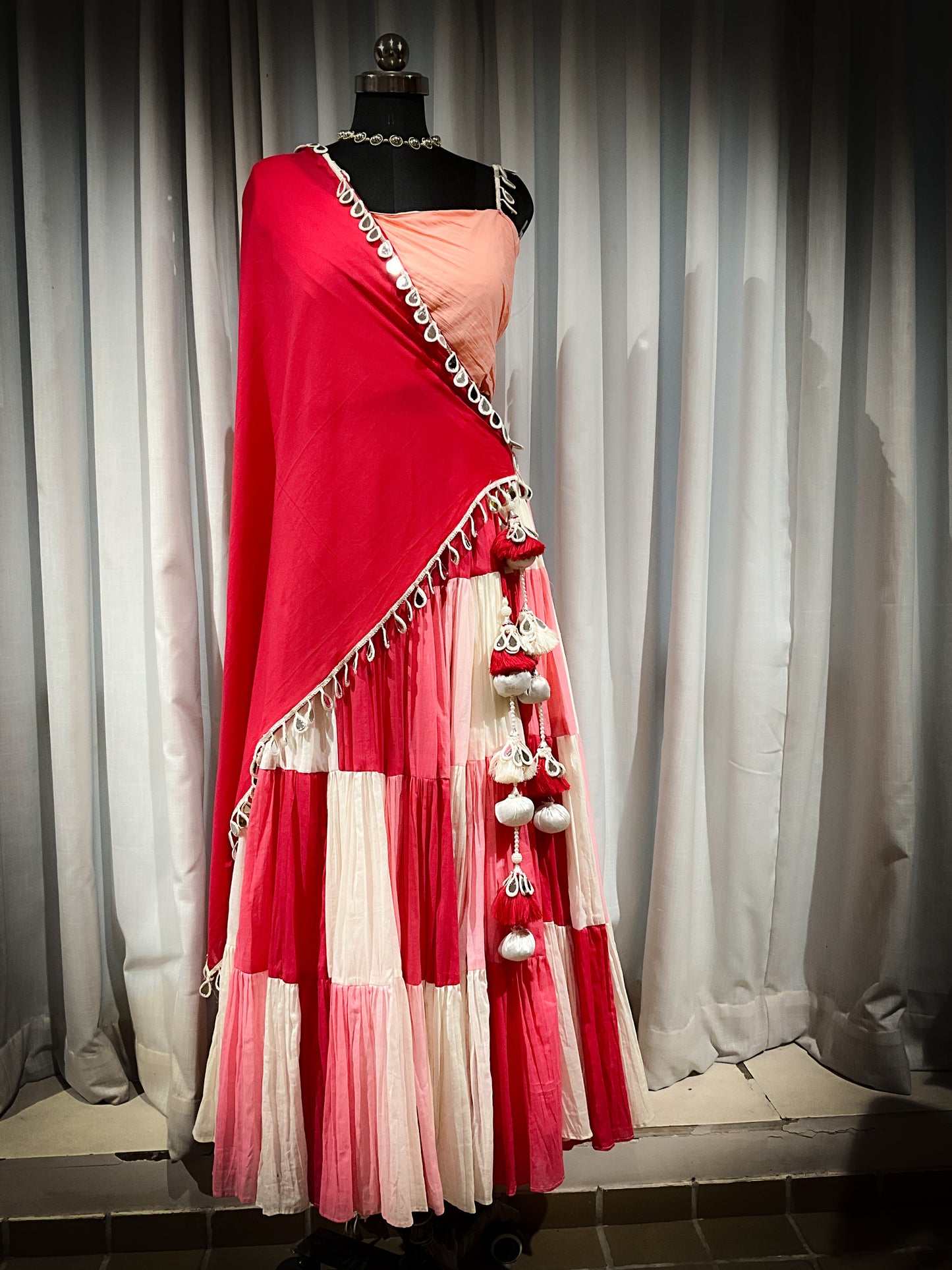 Red Fully flared navrang Chaniya choli