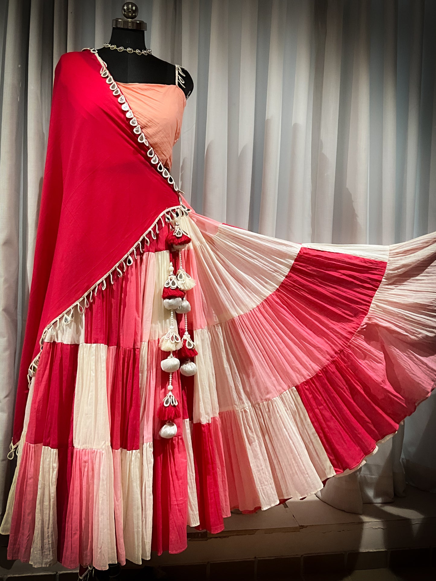 Red Fully flared navrang Chaniya choli